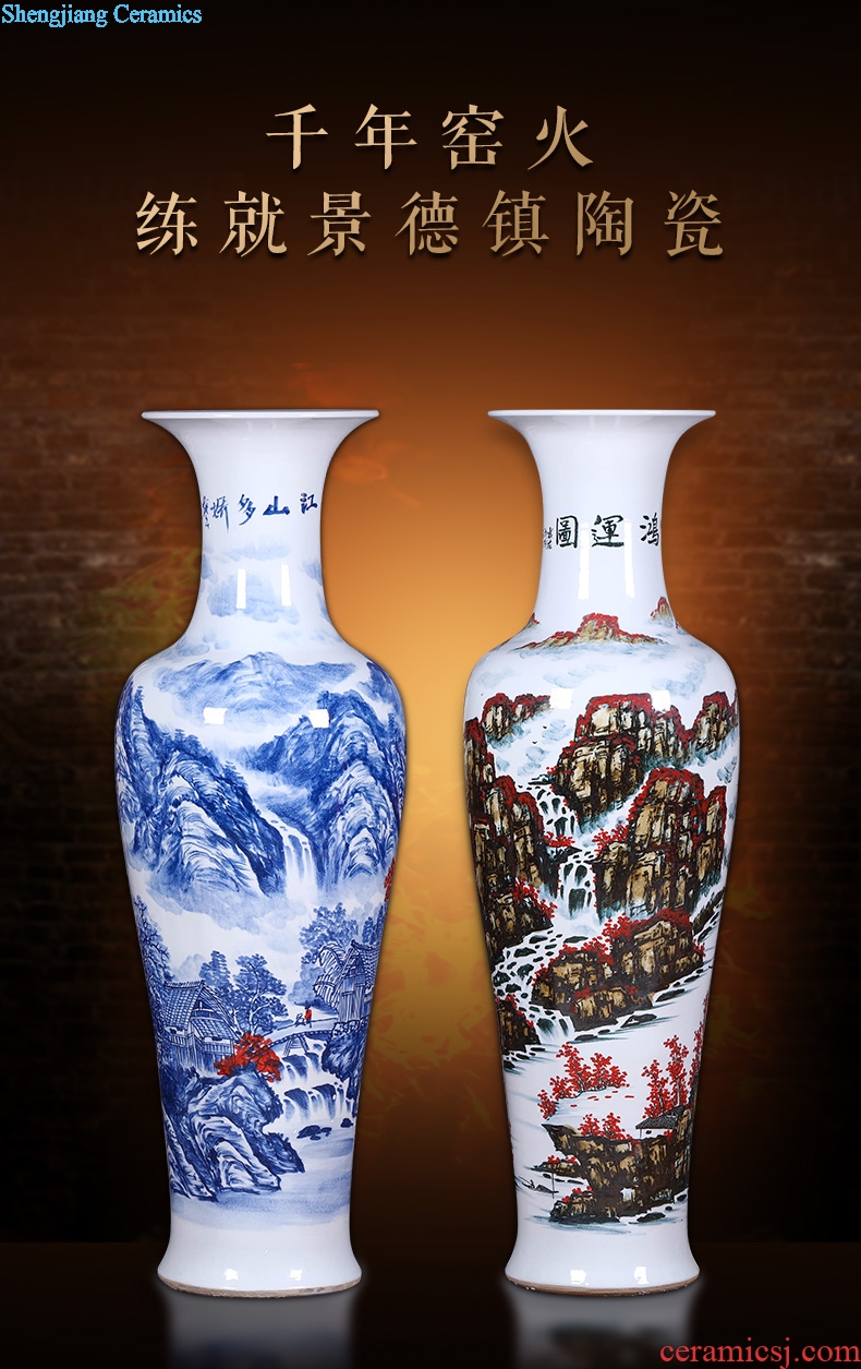 Jingdezhen ceramics of large blue and white porcelain vase sitting room open TV ark adornment of Chinese style household furnishing articles