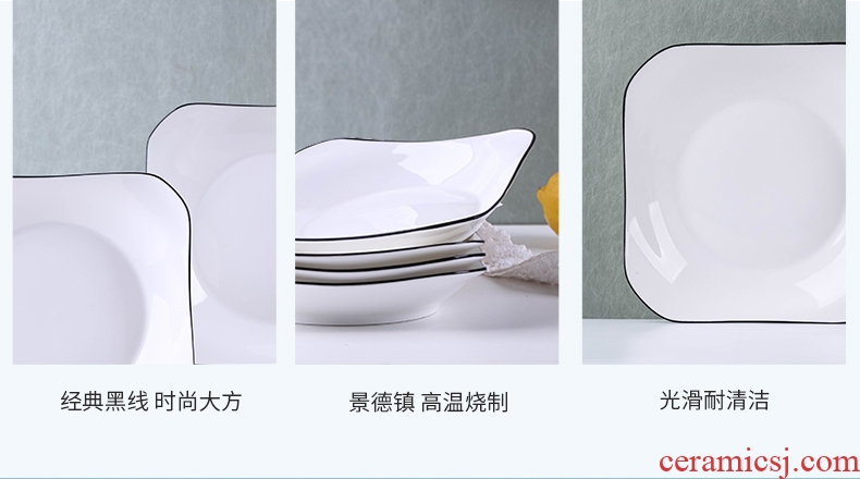 Jingdezhen ceramic dish dish dish home big plate plate deep mouth of fruit soup plate microwave oven with a plate
