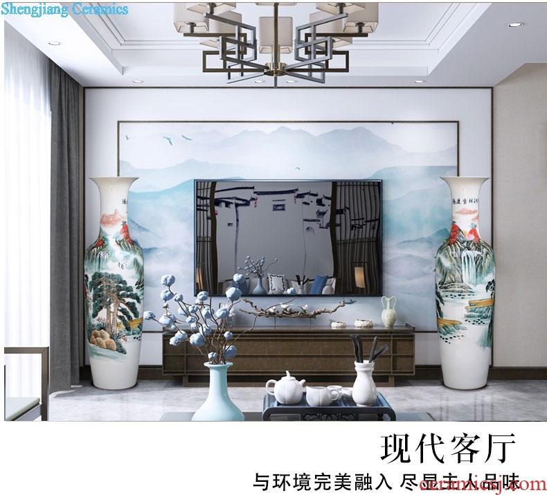 Jingdezhen ceramic hand-painted home sitting room big luck landscape painting of large vase furnishing articles opening gifts