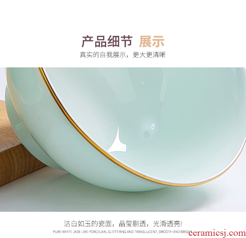 Jingdezhen ceramic household 4.5 inch bowl phnom penh 4/6/10 Chinese celadon bowls set a ceramic bowl