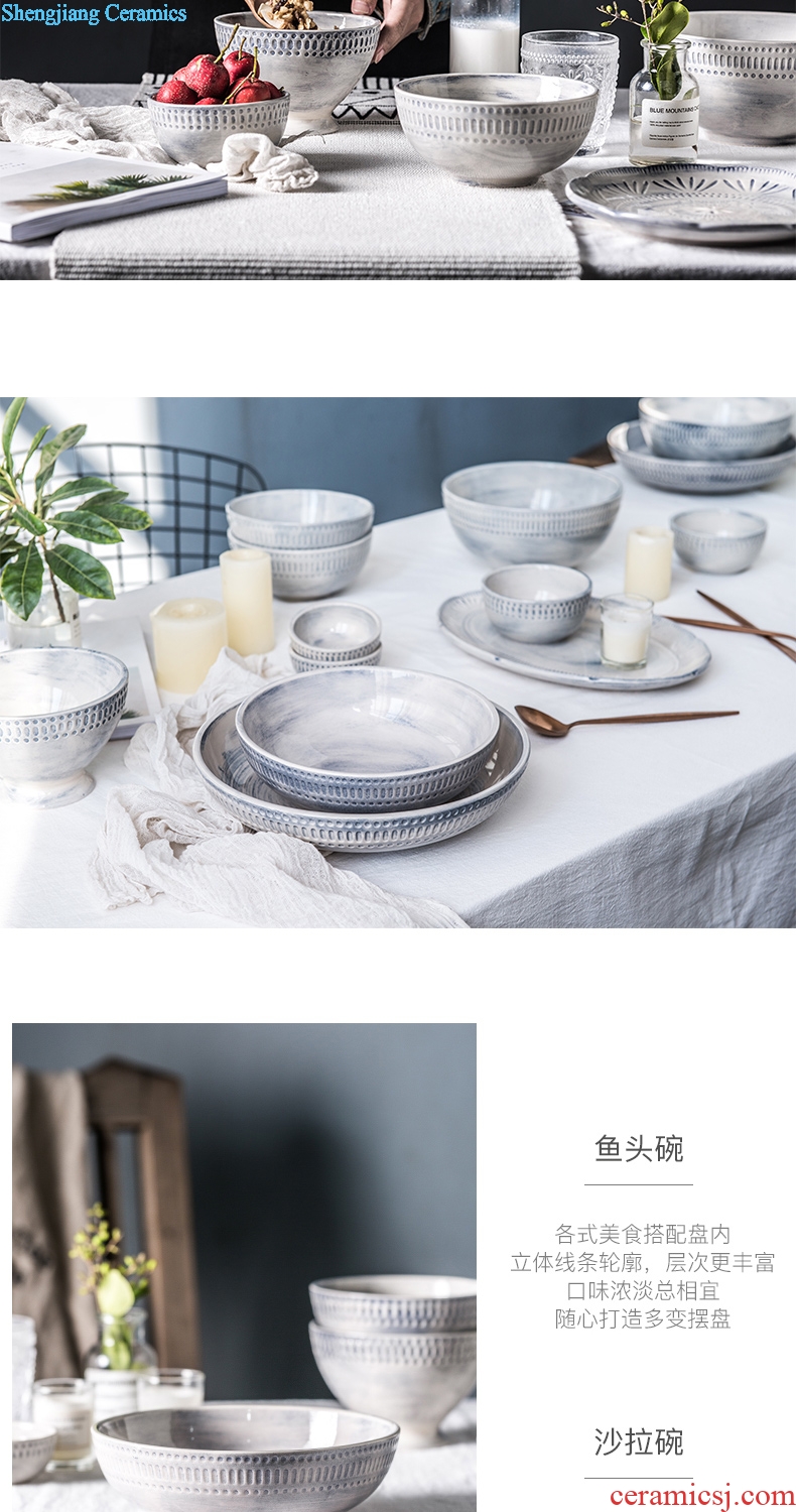 Million jia web celebrity ins ceramic tableware dishes creative household Nordic tableware moved into gift set the Louvre