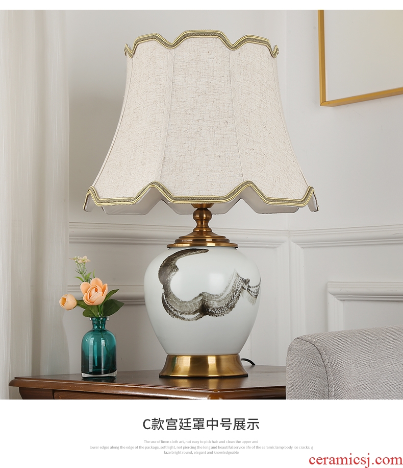 New Chinese style bedroom nightstand table lamp creative adjustable light warm light of modern home living room luxury ceramic lamps and lanterns