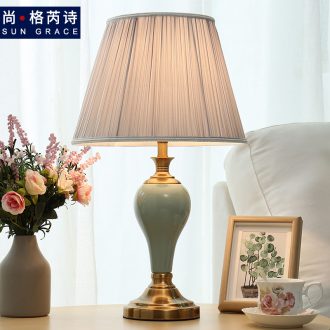 American desk lamp ceramic romantic wedding room home European Nordic ins contracted and contemporary sweet bedroom berth lamp