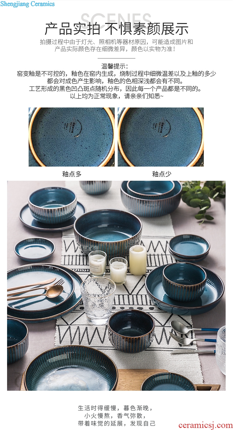 Nordic web celebrity ins wind household ceramics tableware flat sets a single dish dish bowl salad bowl of soup bowl dishes