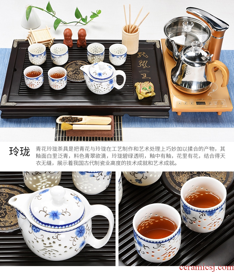 The pavilion tea tray kung fu tea set household automatic ceramic teapot teacup contracted small tea table of a complete set of the tea ceremony