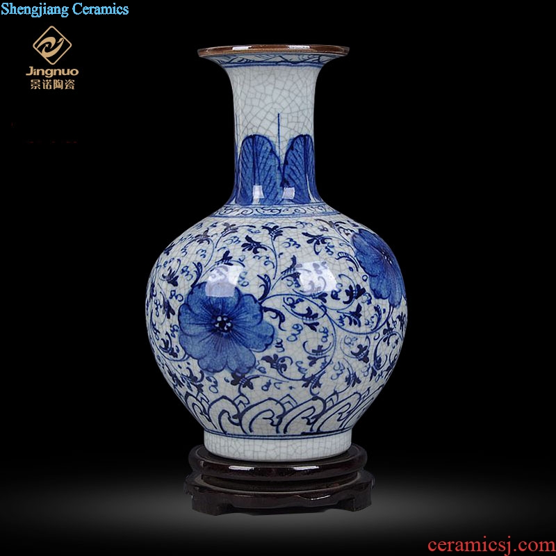 Jingdezhen ceramic hand-painted guanyao blue and white porcelain flower rich ancient frame under the glaze color antique crafts home sitting room decoration