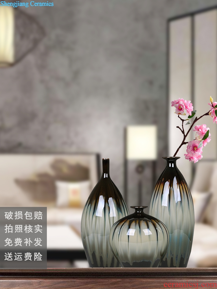 Jingdezhen ceramics kiln vase three-piece flower arrangement home furnishing articles or restoring ancient ways is the sitting room porch decoration