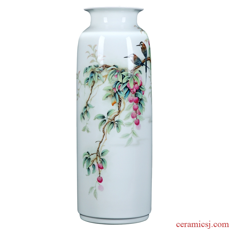Jingdezhen ceramic hand-painted big vase furnishing articles new Chinese famille rose flower arranging rich ancient frame home decoration in the living room
