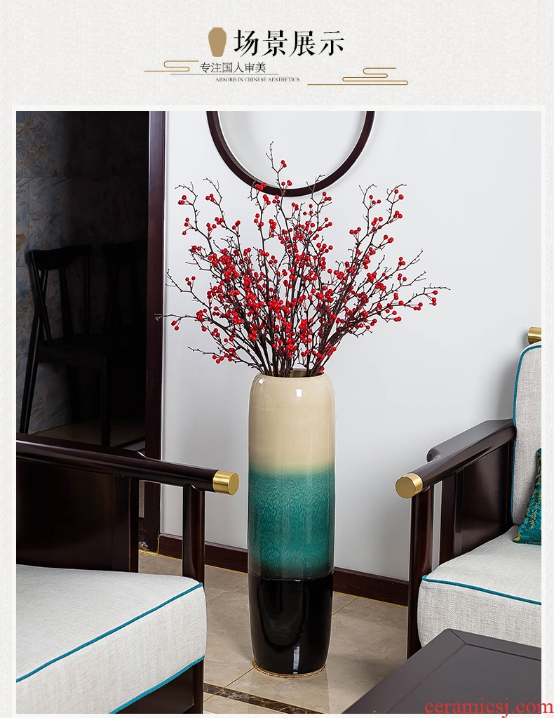 Jingdezhen ground vase large-sized ceramic dry flower is placed contemporary and contracted sitting room of Chinese style porch decoration flower arrangement