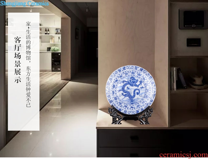 The sitting room of Chinese style household art scene, jingdezhen ceramics plate dragon QingHuaPan creative gifts