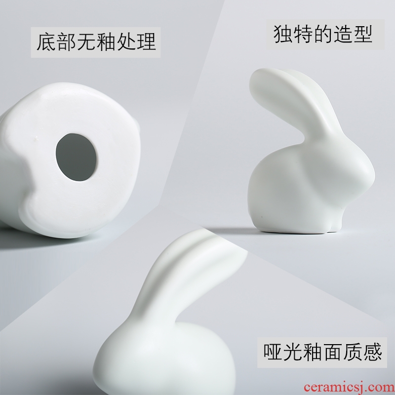 Creative ceramic rabbit small place animal household soft adornment matte glaze decoration gifts of the sitting room desk