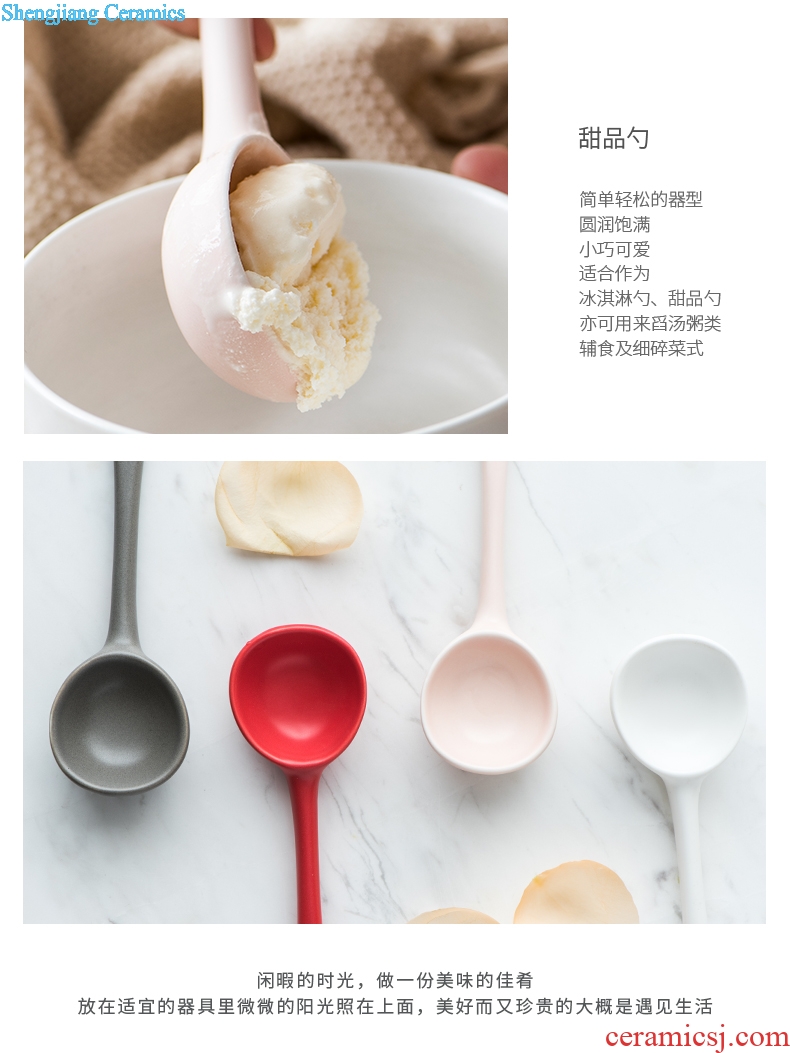 Northern wind ceramic spoon creative cute little spoon household spoon scoop ice cream dessert spoon baby food