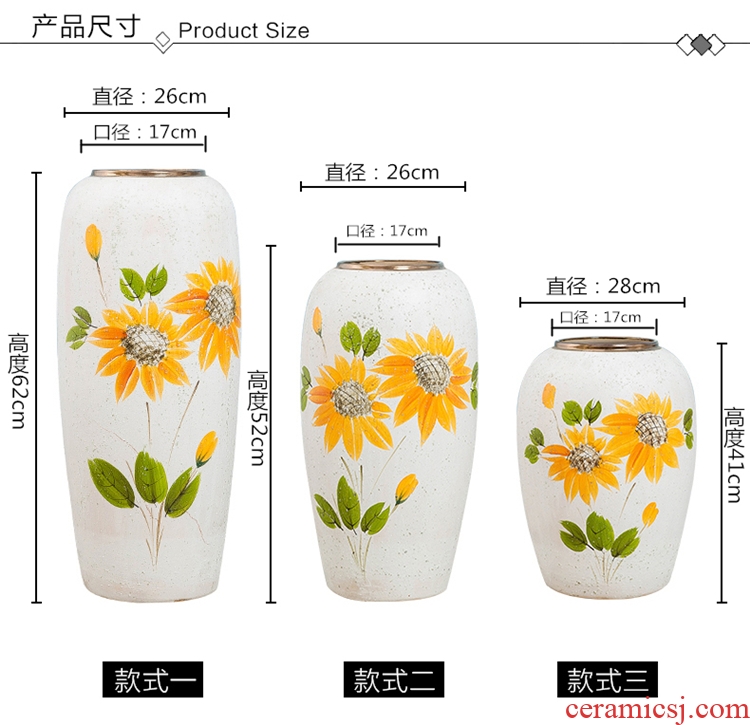 Jingdezhen ceramic coarse pottery rural wind household decorative dried flowers flower arrangement sitting room hydroponic flower implement furnishing articles to the ground