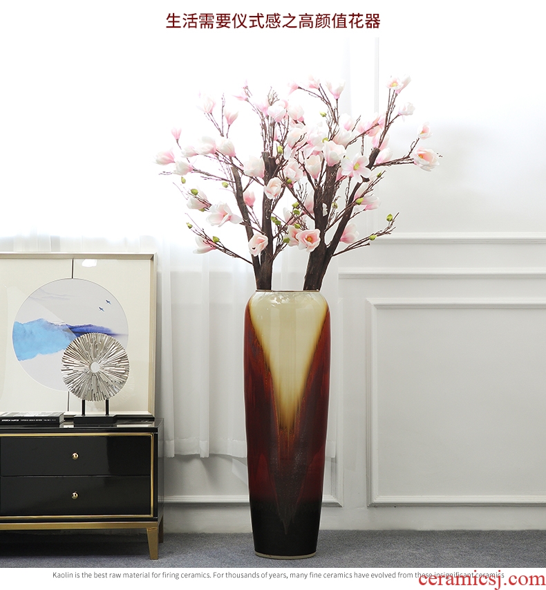 New Chinese style ceramic landing simulation flower vase large sitting room suit dry flower arrangement home furnishing articles