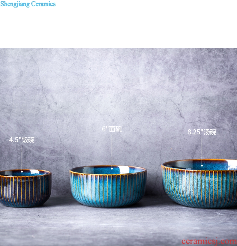 Nordic ins household rice bowls ceramic tableware nice salad bowl of soup bowl Japanese eat noodles bowl dish bowl