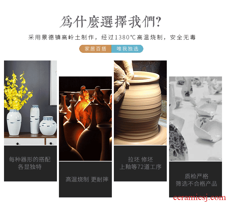 Jingdezhen modern household adornment new Chinese TV ark ceramic vase the sitting room porch creative furnishing articles