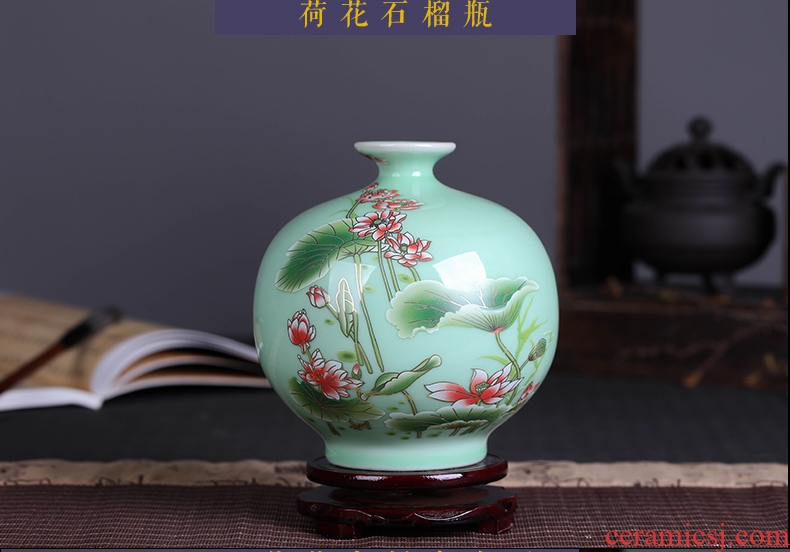 Jingdezhen ceramics shadow blue glaze decoration decoration porcelain lotus flower vases, flower arrangement home guest restaurant