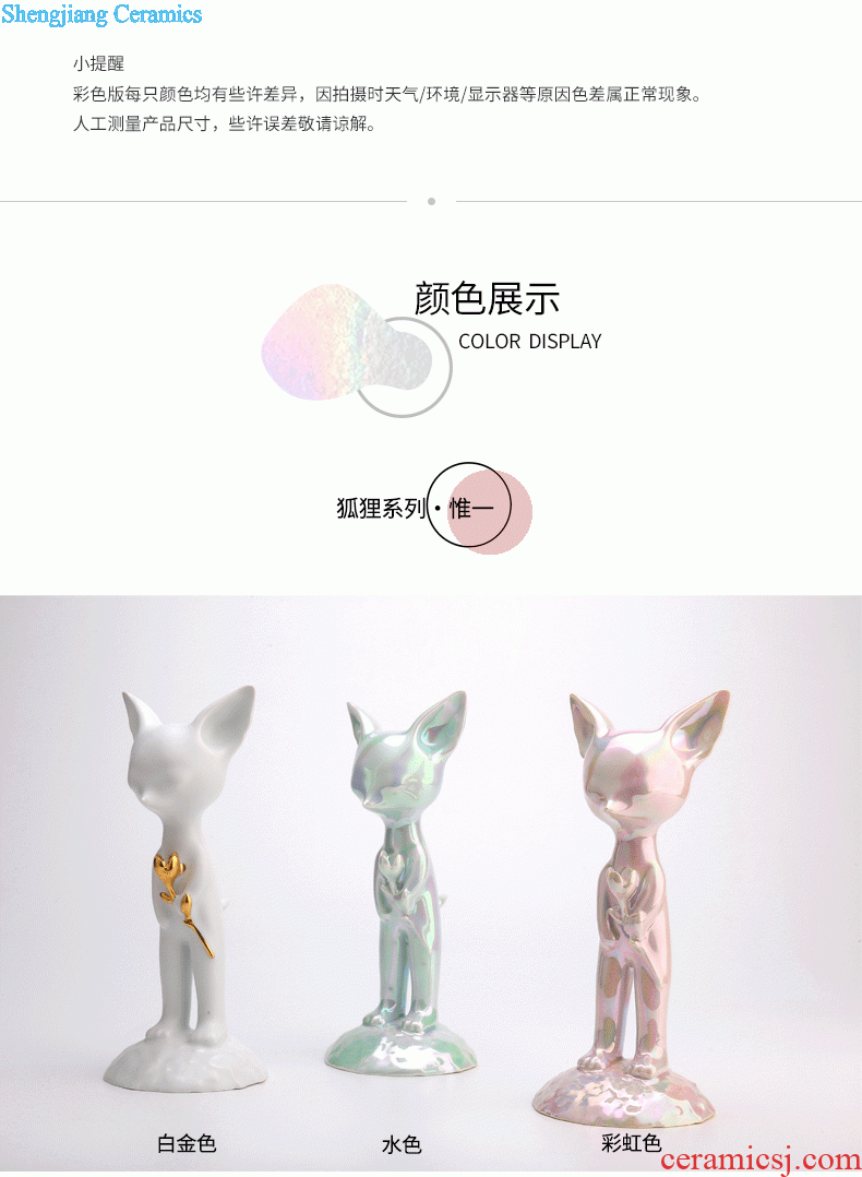 The fox opens to booking a 】 【 creative tea pet home decoration ceramic tea set tea ceremony decorative furnishing articles