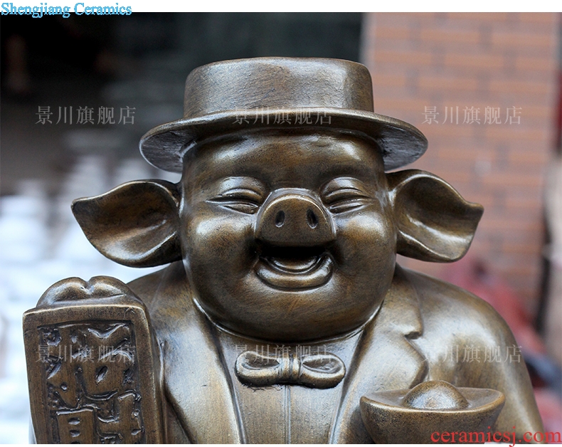 Jingdezhen violet arenaceous pig boss lucky money and place of the sitting room of Chinese style household mesa craft ornaments