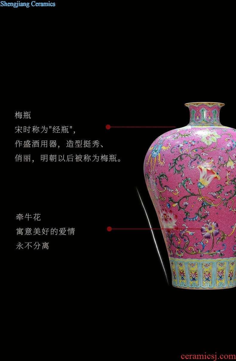 Jingdezhen ceramics imitation qing qianlong pastel hand-painted morning glory vases, new Chinese style living room decorations furnishing articles