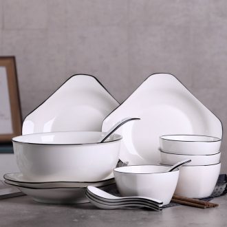 4 jingdezhen ceramic dishes suit plate household bowl of black red bowl of soup bowl contracted creativity network bubble rainbow noodle bowl