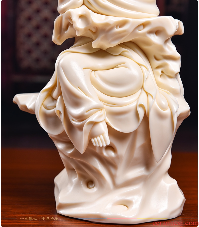 Bm provincial master Lin Jiansheng works yellow jade porcelain ceramic Buddha furnishing articles life guanyin D03-135