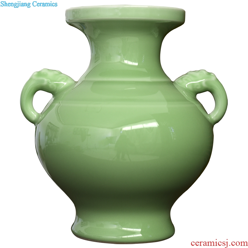 Chinese style classical jingdezhen ceramics antique vase full manual shadow green rich ancient frame home sitting room home furnishing articles
