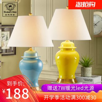 New Chinese style lamp light ceramic desk lamp of bedroom the head of a bed the sitting room is the study of modern decoration creative zen lamp act the role ofing restoring ancient ways