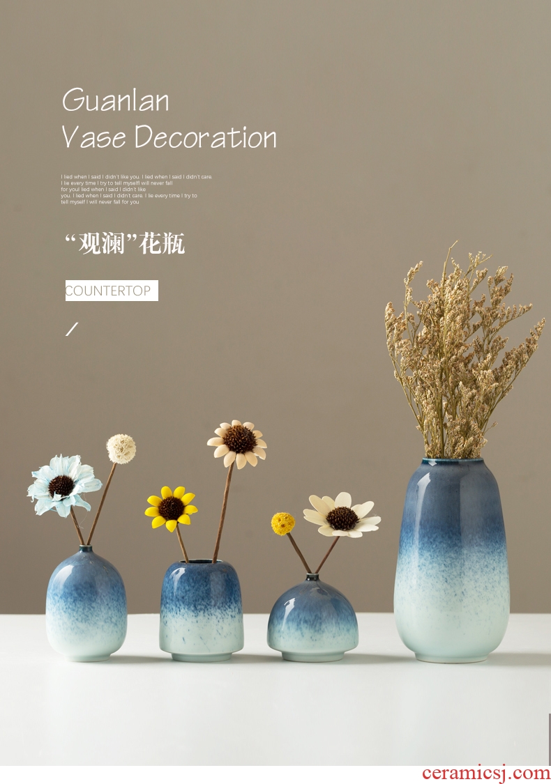 Jingdezhen vase furnishing articles contemporary and contracted sitting room table flower arranging dried flower decoration decoration Nordic household ceramics