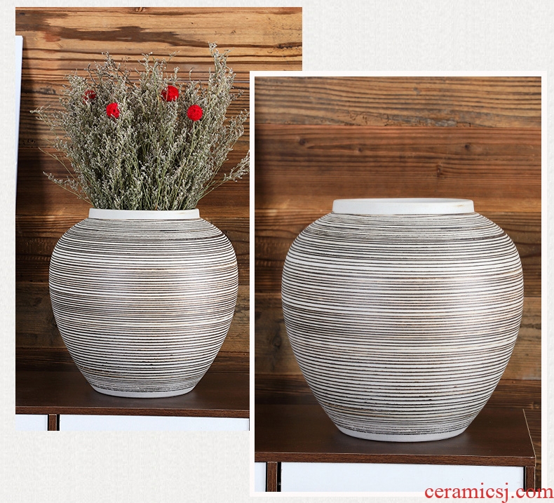 Jingdezhen ceramic vase big flowerpot furnishing articles manually restoring ancient ways is contemporary and contracted Europe type dry flower arranging flowers sitting room