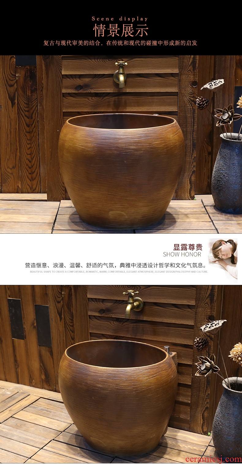 Mop pool JingYan wood art creative ceramic mop pool restoring ancient ways of household balcony toilet archaize mop pool