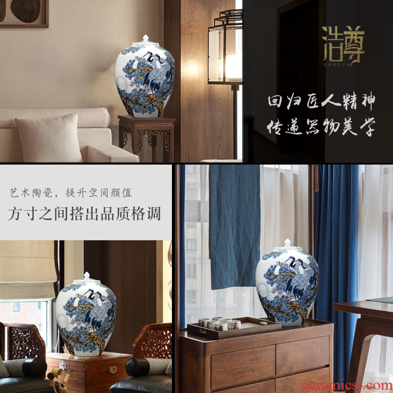 Jingdezhen hand-painted ceramic Denton cranes vases, decorative furnishing articles sitting room porch TV ark craft gift