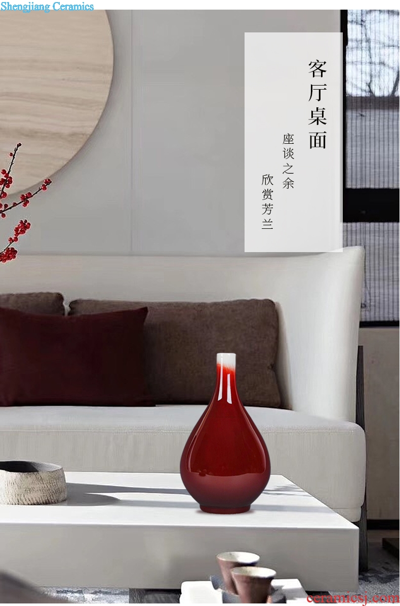Ruby red vase of jingdezhen ceramics kiln ceramic bottle household decorates sitting room classical handicraft furnishing articles gifts