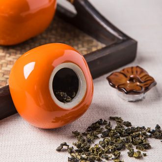 Persimmon persimmon persimmon tea pot of jingdezhen ceramic tea pot home for small pot mini jar airtight tin can