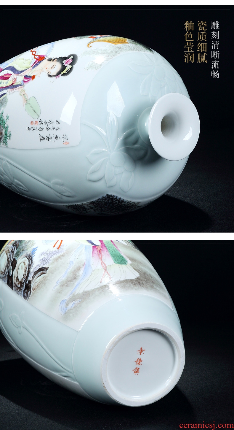 New Chinese style household hand-painted vases, the sitting room porch jingdezhen ceramics rich ancient frame decoration crafts are arranging flowers