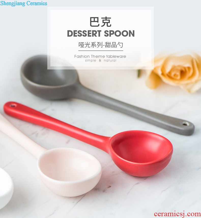 Northern wind ceramic spoon creative cute little spoon household spoon scoop ice cream dessert spoon baby food