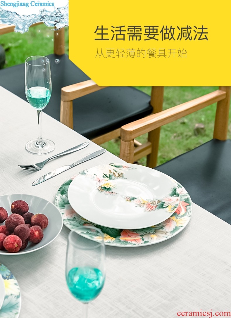 Jingdezhen dishes suit household wen gen one eat breakfast dishes sweethearts bowl festival ceramic tableware box