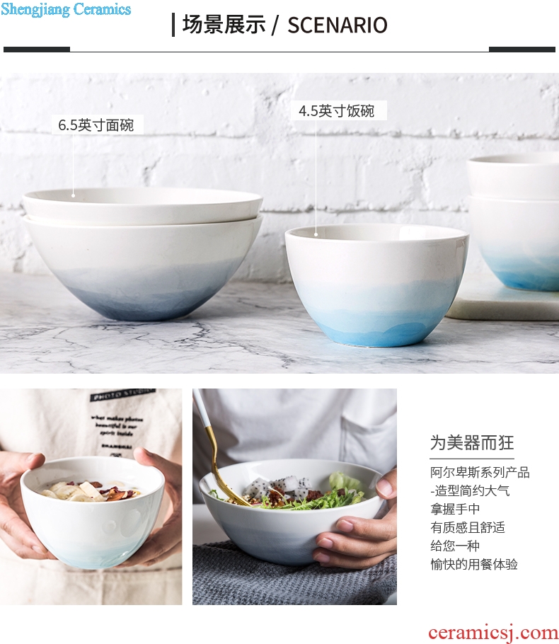 Ijarl million fine Korean creative personality tableware ceramic bowl bowl rainbow noodle bowl household contracted small bowl of rice bowls