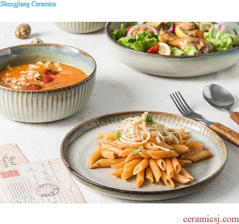 Nordic ins household rice bowls ceramic tableware nice salad bowl of soup bowl Japanese eat noodles bowl dish bowl