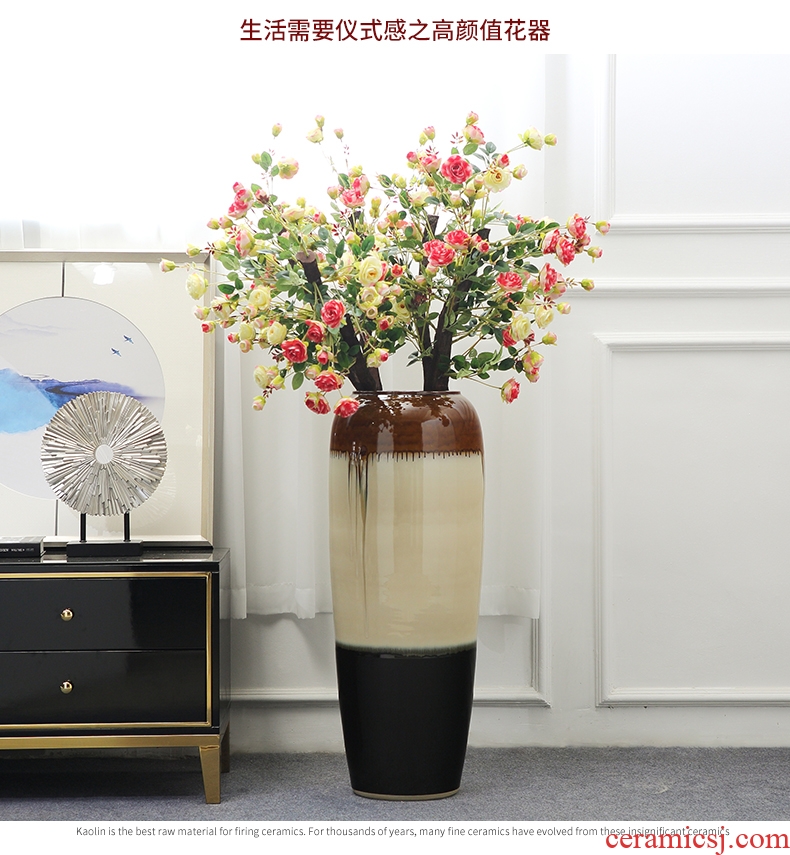 Jingdezhen ceramic big vase furnishing articles of modern new Chinese style villa living room shop flower arranging home soft decoration