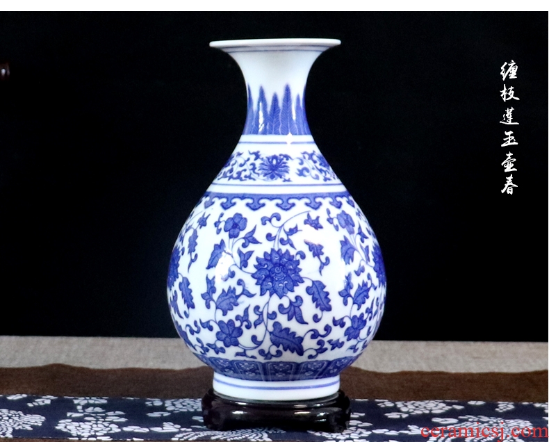 Blue and white porcelain vase furnishing articles flower arranging archaize little sitting room adornment handicraft gift of new Chinese style of jingdezhen ceramics