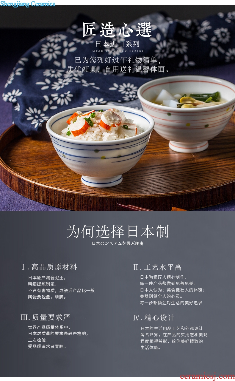 Million jia Japanese Japanese and wind tall bowl of household ceramic tableware to eat small bowl clear soup bowl rainbow noodle bowl