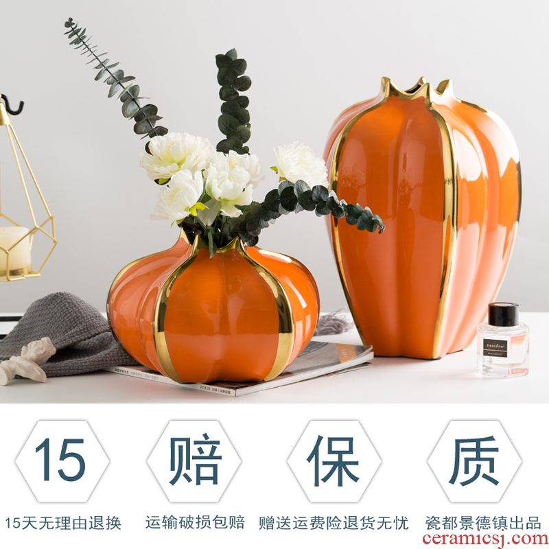 Jingdezhen ceramics big lucky bamboo vase dried flower adornment European ikebana sitting room table, TV ark furnishing articles