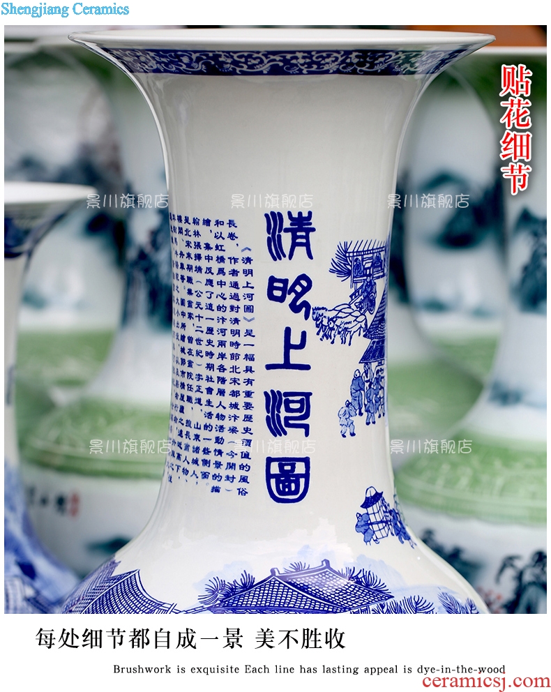 Jingdezhen blue and white porcelain vase of large sitting room the study of new Chinese style hand-painted ceramic large-sized hotel furnishing articles