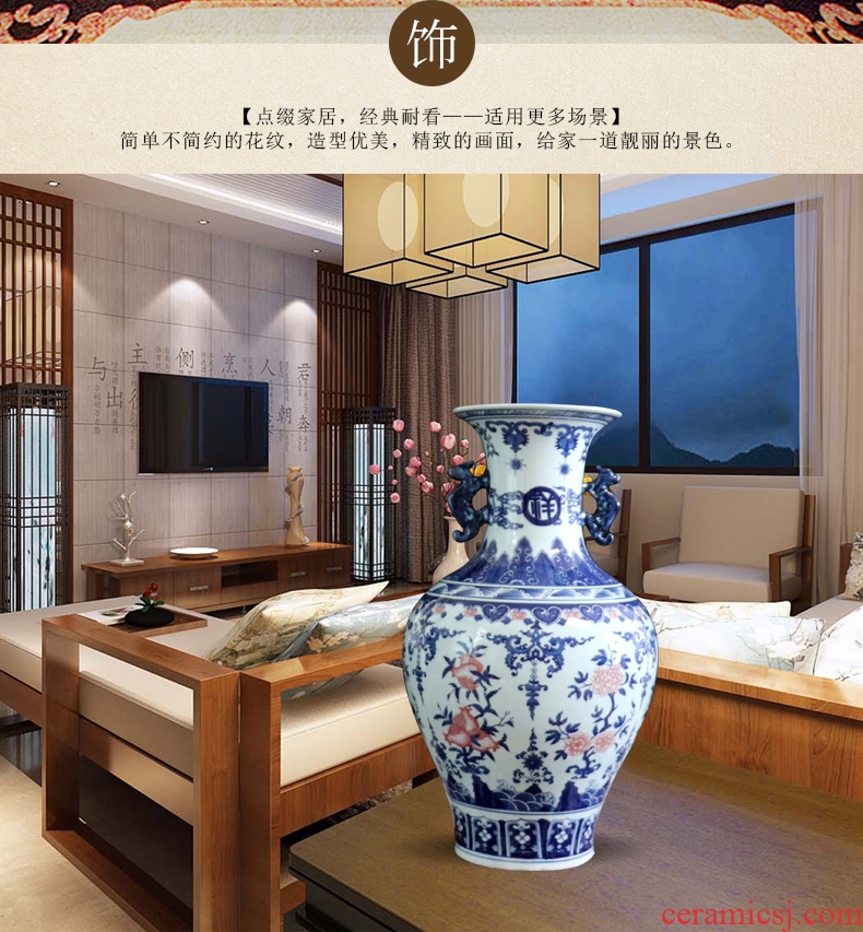 Landing a large blue and white porcelain vase archaize home sitting room flower adornment handicraft furnishing articles of jingdezhen ceramics
