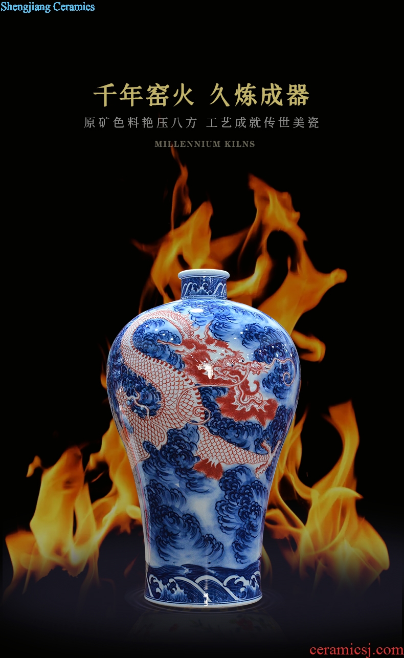 Jingdezhen ceramics imitation qing qianlong hand-painted of blue and white porcelain dragon mei bottles of new Chinese style sitting room adornment is placed