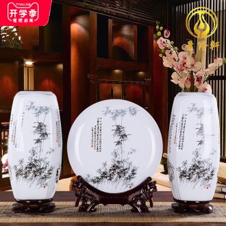 Ceramics square vase furnishing articles lucky bamboo flower arranging a three-piece home sitting room TV ark adornment handicraft