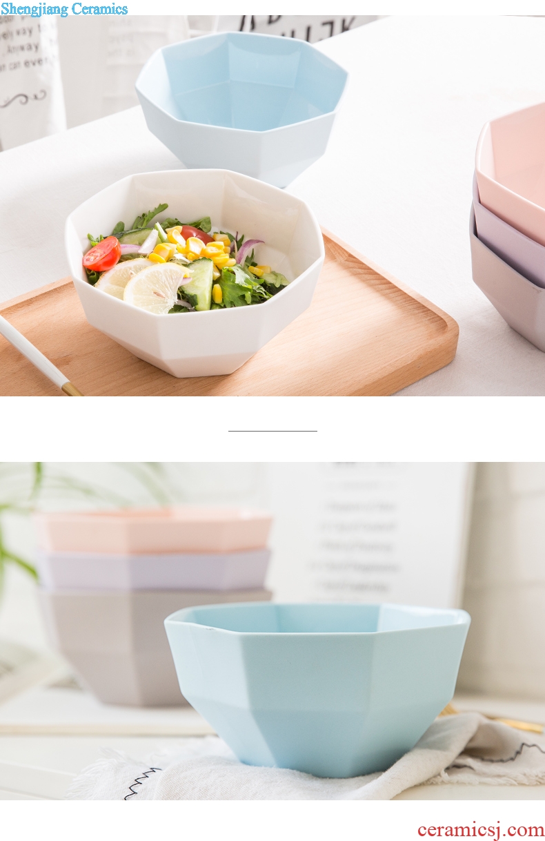 Ijarl million jia creative ceramic tableware large la rainbow noodle bowl bowl eat rainbow noodle bowl salad bowl lake