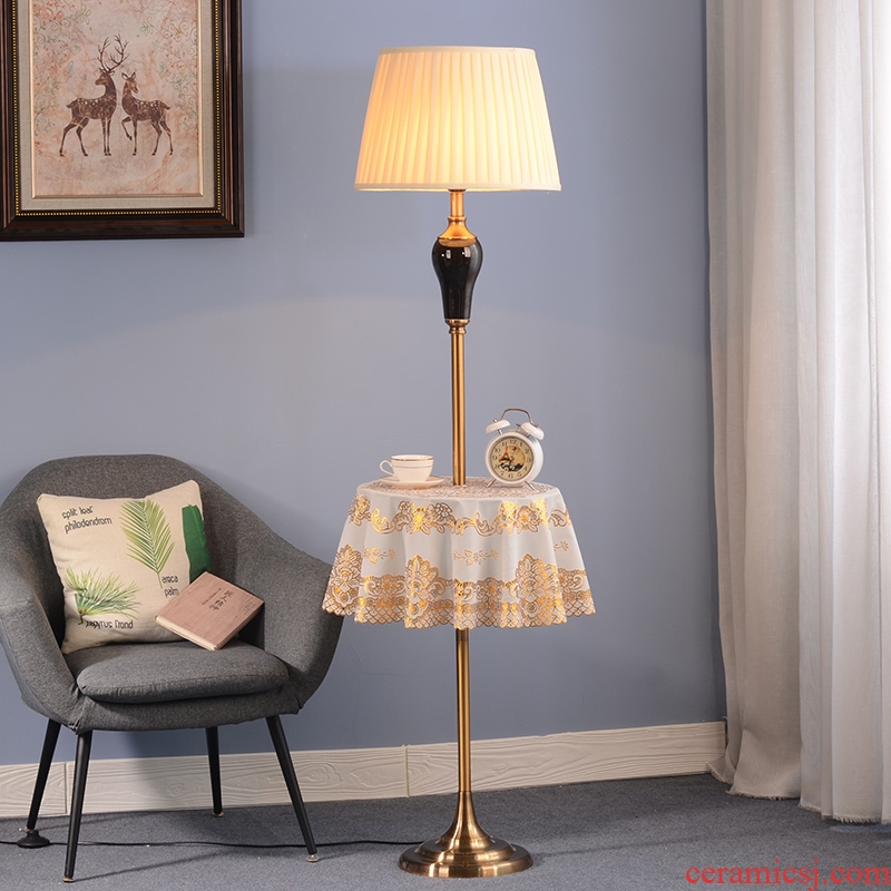 American ceramic floor lamp sitting room sofa tea table lamp creative Nordic light luxury study vertical desk lamp of bedroom the head of a bed