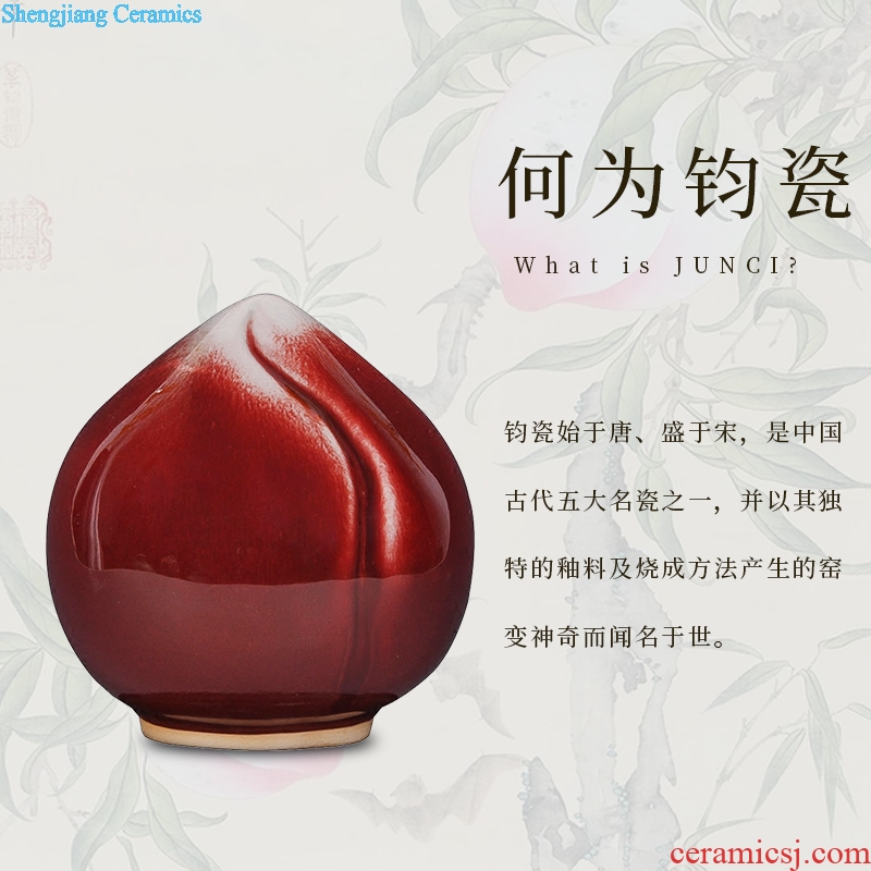 Jingdezhen ceramics kiln crack jun lang kiln red peach household gifts decorative furnishing articles auspicious longevity